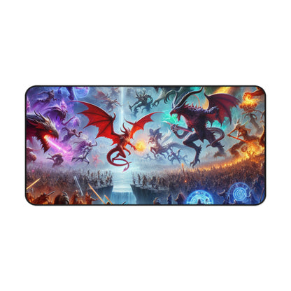 Epic Fantasy Desk Mat - Dragon Battle Design for TCG and Gamers